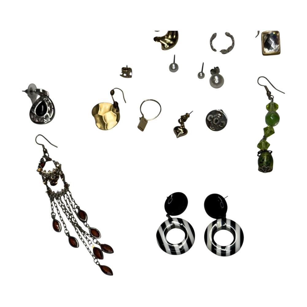 Mixed Earring Lot 19pc Rhinestone Resin Bead Charm Costume Fashion - Picture 5 of 6